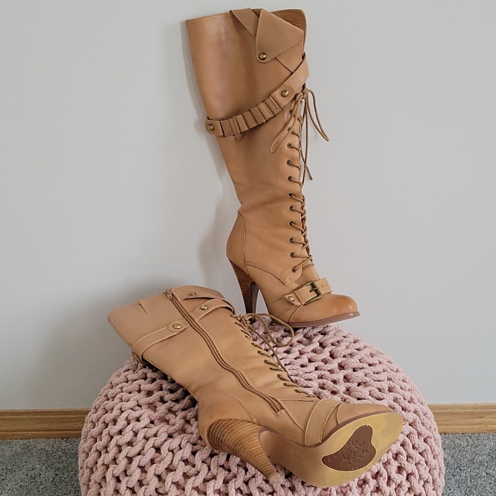 Naughty Monkey laceup heel boots